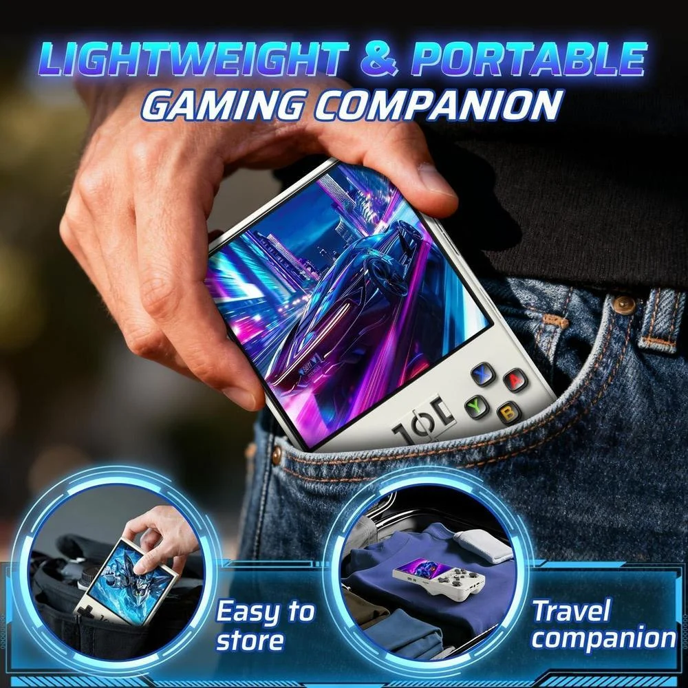 Consola de juegos retro portátil R36MAX con pantalla IPS HD, CPU 1.5 GHz y batería 4000 mAh, soporte para emuladores