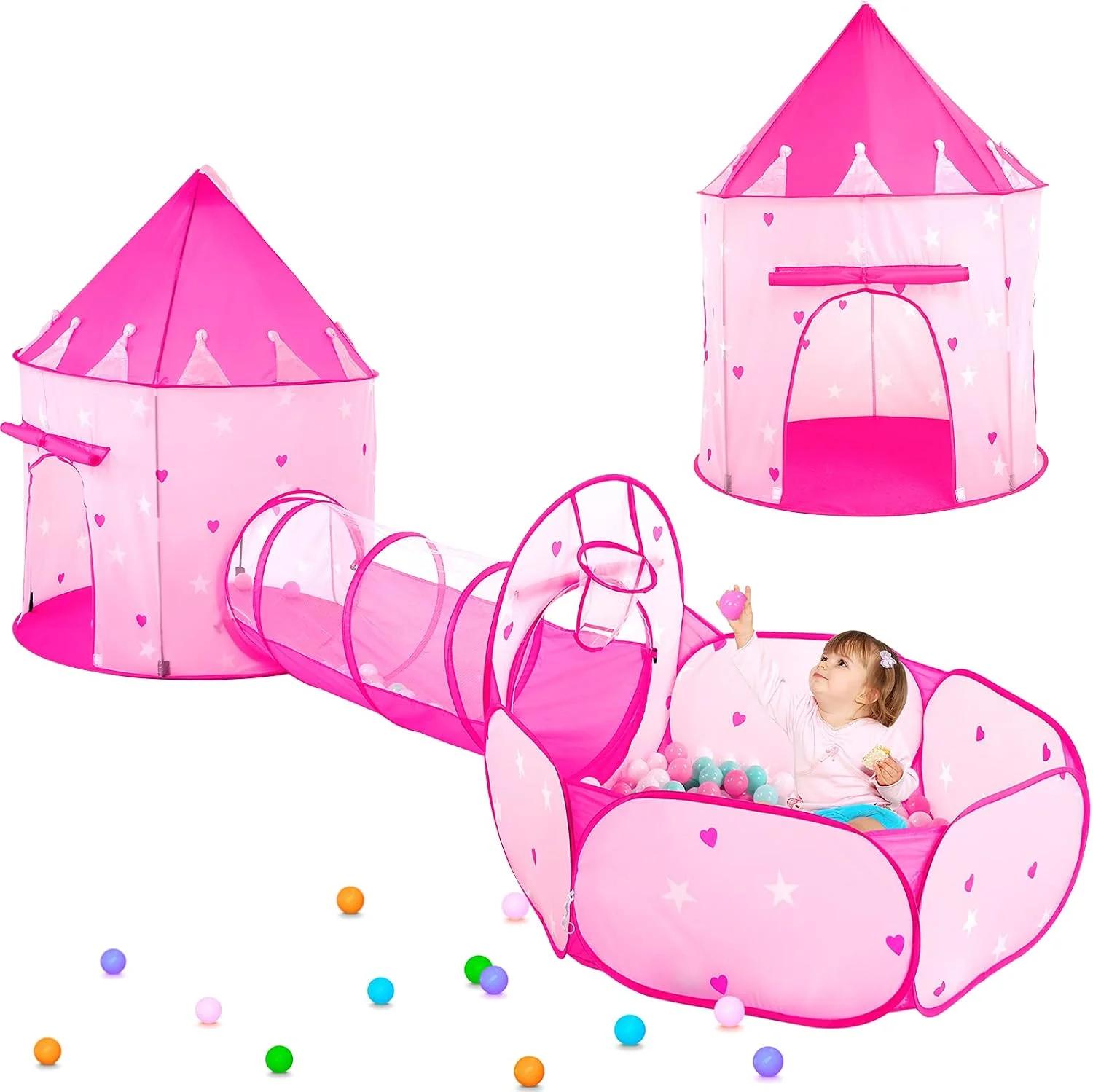 Carpa infantil PigPigPen 3 en 1 con túnel y piscina de pelotas