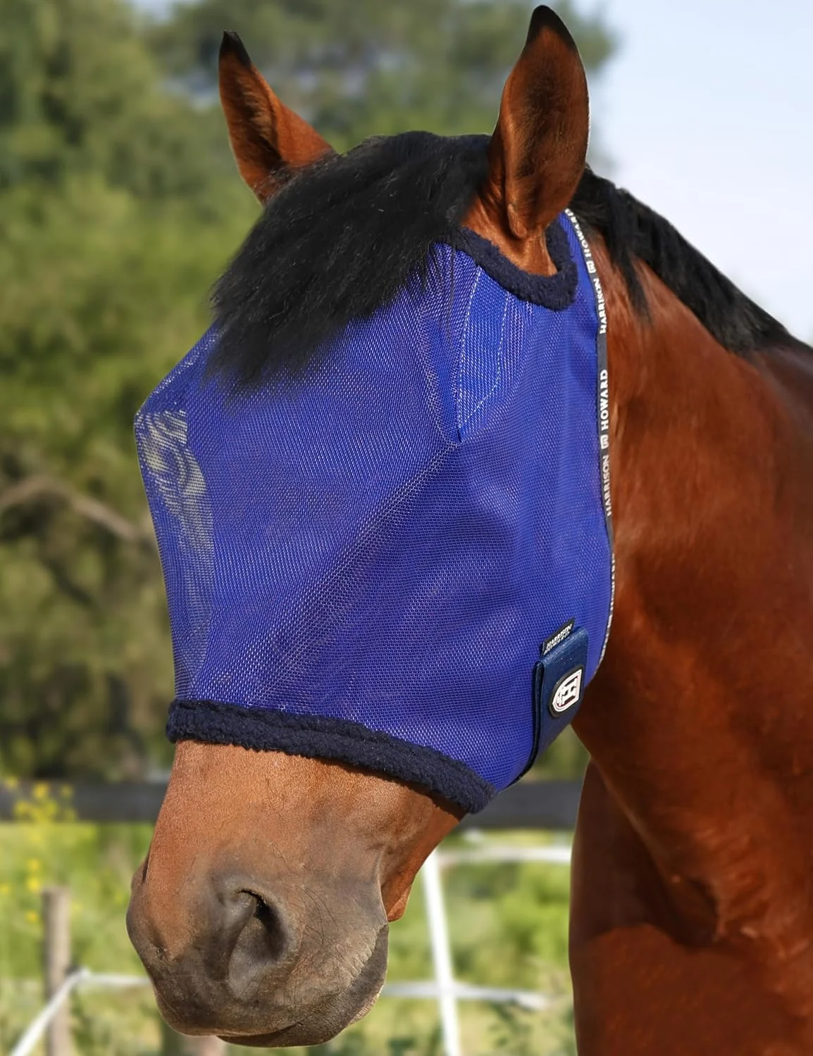 Cabestro para caballo Harrison Howard malla protección UV borde felpa azul marino talla L