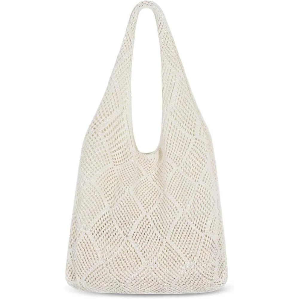 Sightor Crochet Tote Bag, Mesh Beach Bag Knit Summer Hobo Bag for Women
