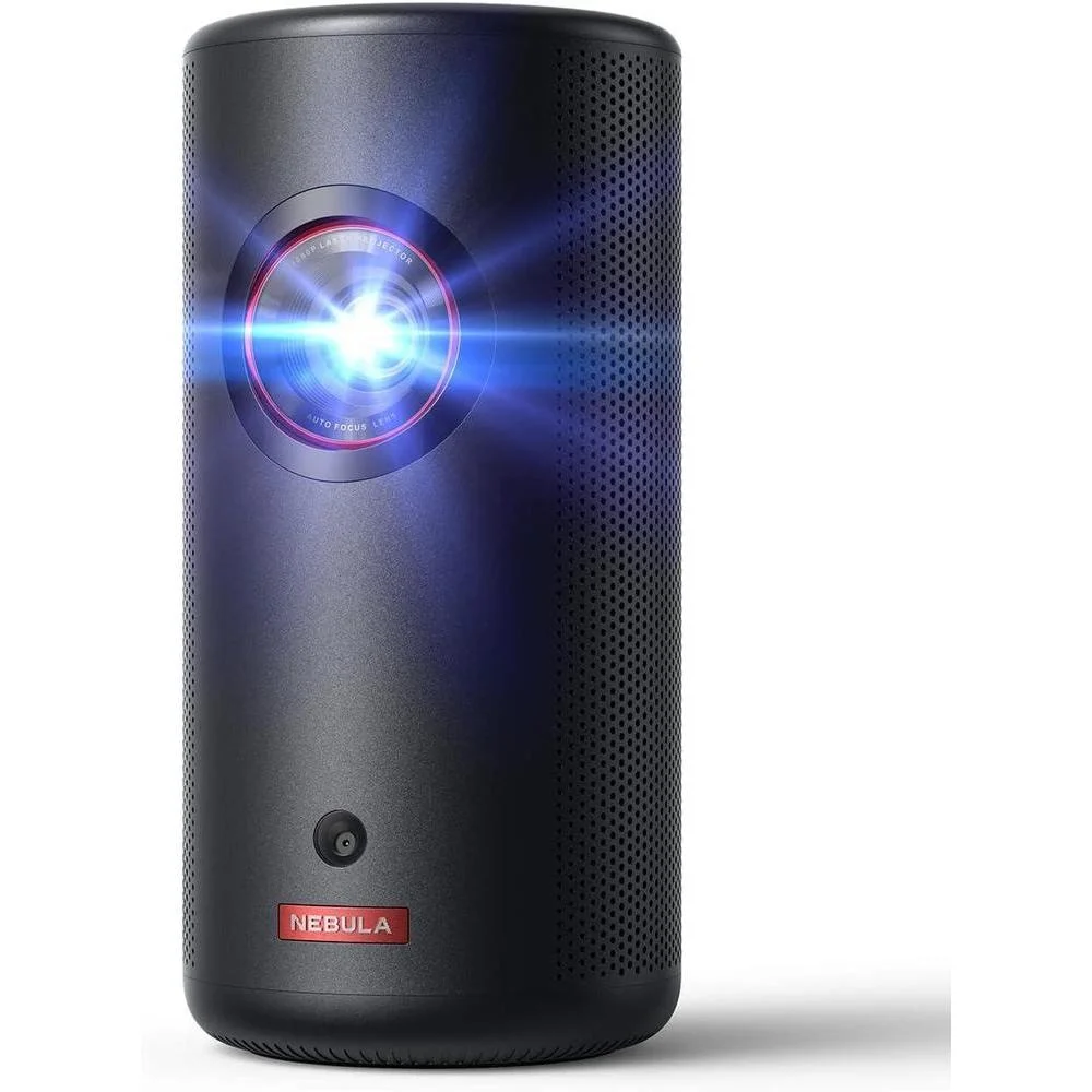 Proyector NEBULA Capsule 3 Láser, Mini TV Inteligente Wi-Fi Portátil con Google TV, Netflix, Dolby Digital y Batería
