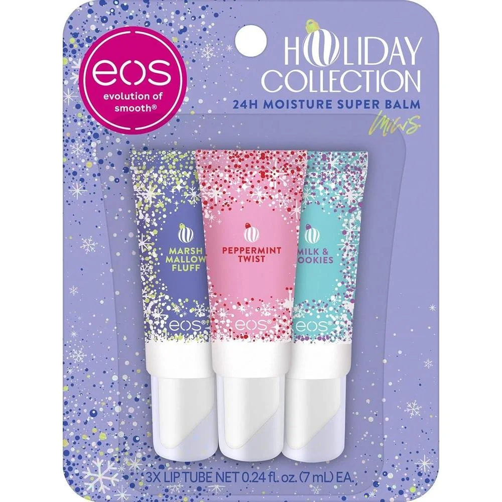 Set de Bálsamos Labiales Eos Holiday 24H Moisture Mini 3 unidades