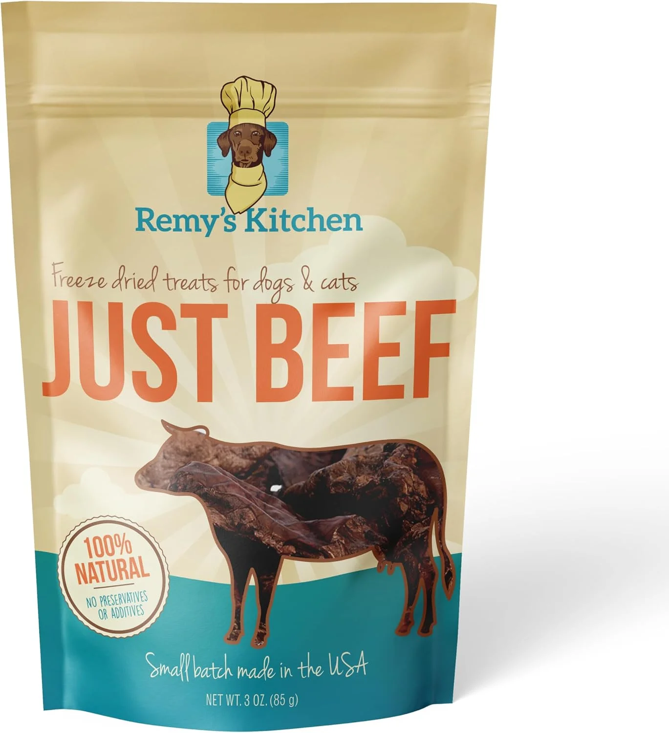 Remy’s Kitchen Freeze Dried Dog & Cat Treats – Beef, Single Ingredient, All-Natural, USA Sourced, Human-Grade, Grain-Free High-Protein Training Treats, 3 oz
