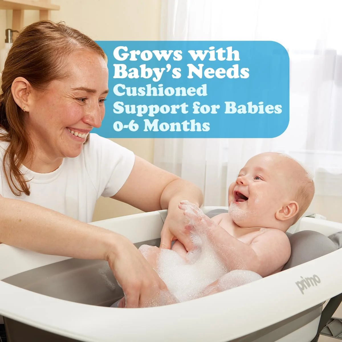 Primo SquishSplash Bañera Plegable con Soporte y Cojín Ergonómico