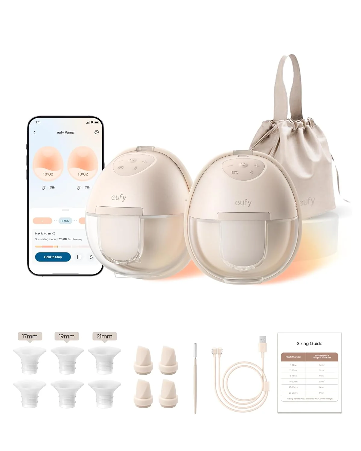 eufy S1 Extractor de Leche Portátil Manos Libres con Calefacción HeatFlow