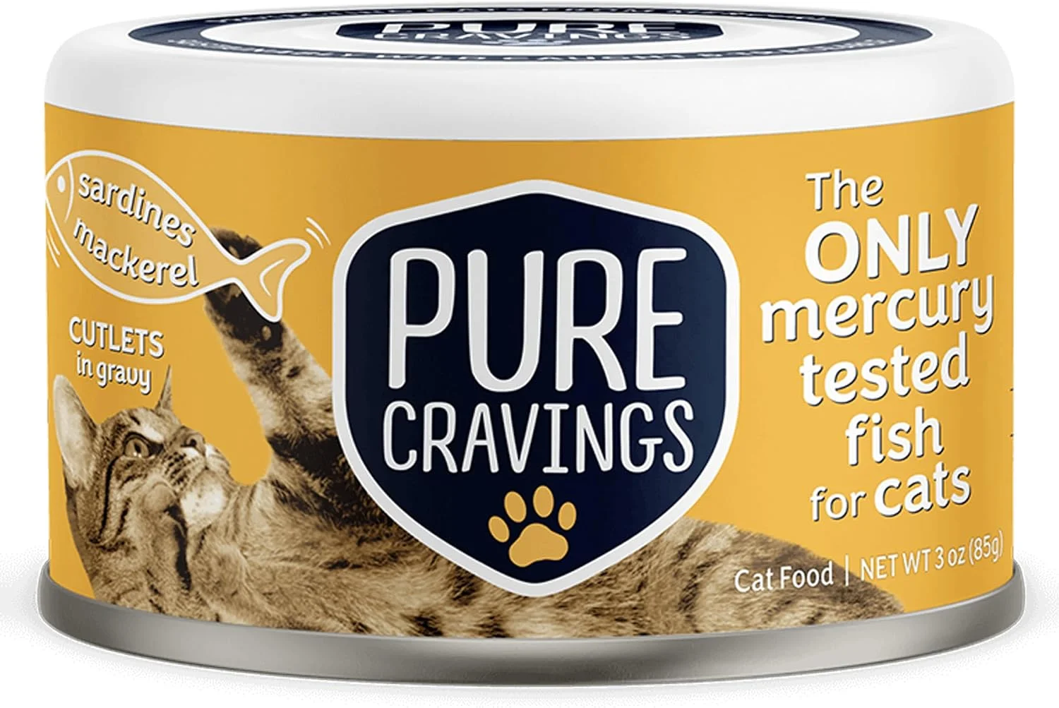 Alimento húmedo para gatos Pure Cravings Caballa y Sardina en Salsa, pack de 12 latas