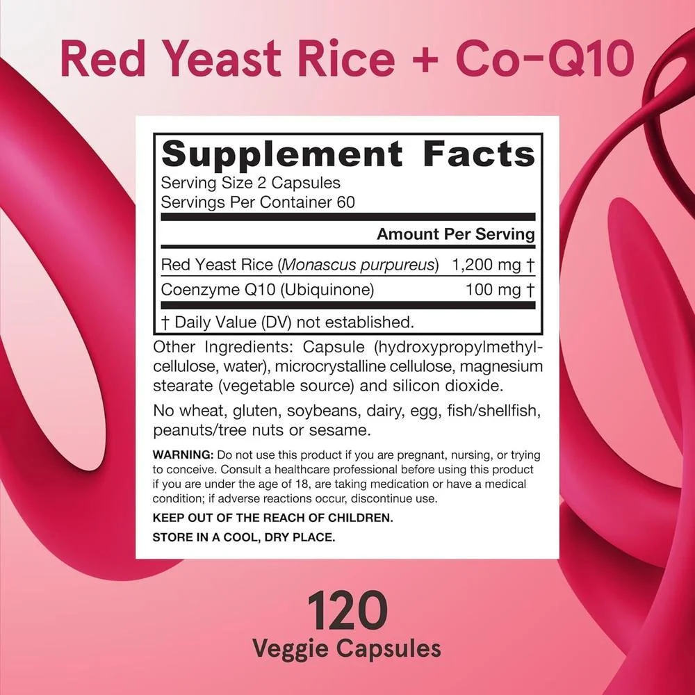 Jarrow Formulas Arroz de Levadura Roja y CoQ10, Suplemento Dietético Herbal para la Salud del Corazón