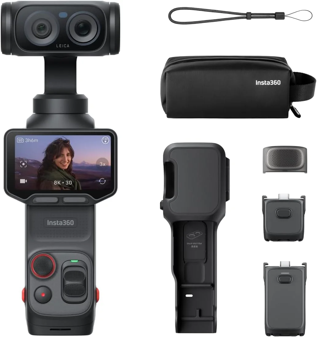 Insta360 Luna Ultra Endurance Bundle - 8K Vlogging Camera with Dual Leica Lenses, 12× Zoom, 1" Sensor, Detachable 2" Touchscreen, Triple AI Chip, Pocket Gimbal Camera for Vlog Photography