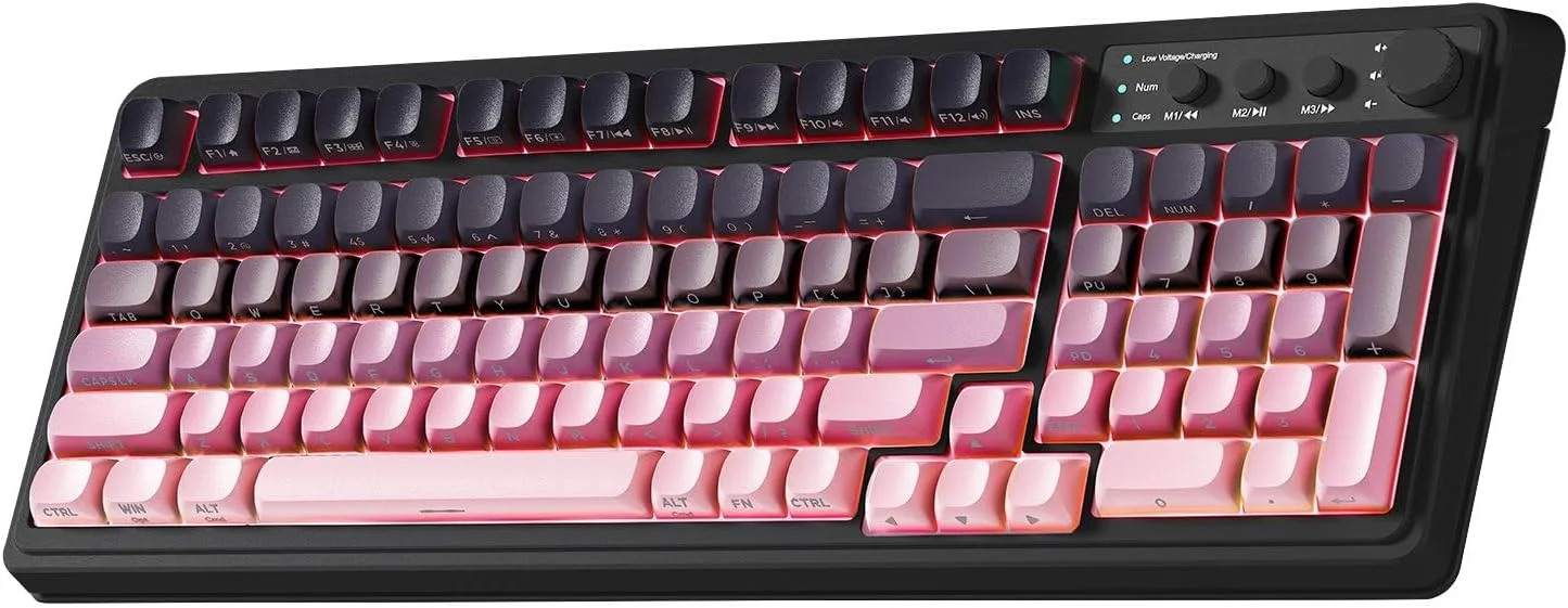 Teclado Gamer Aula S99 Inalámbrico 99 Teclas Negro y Rosa