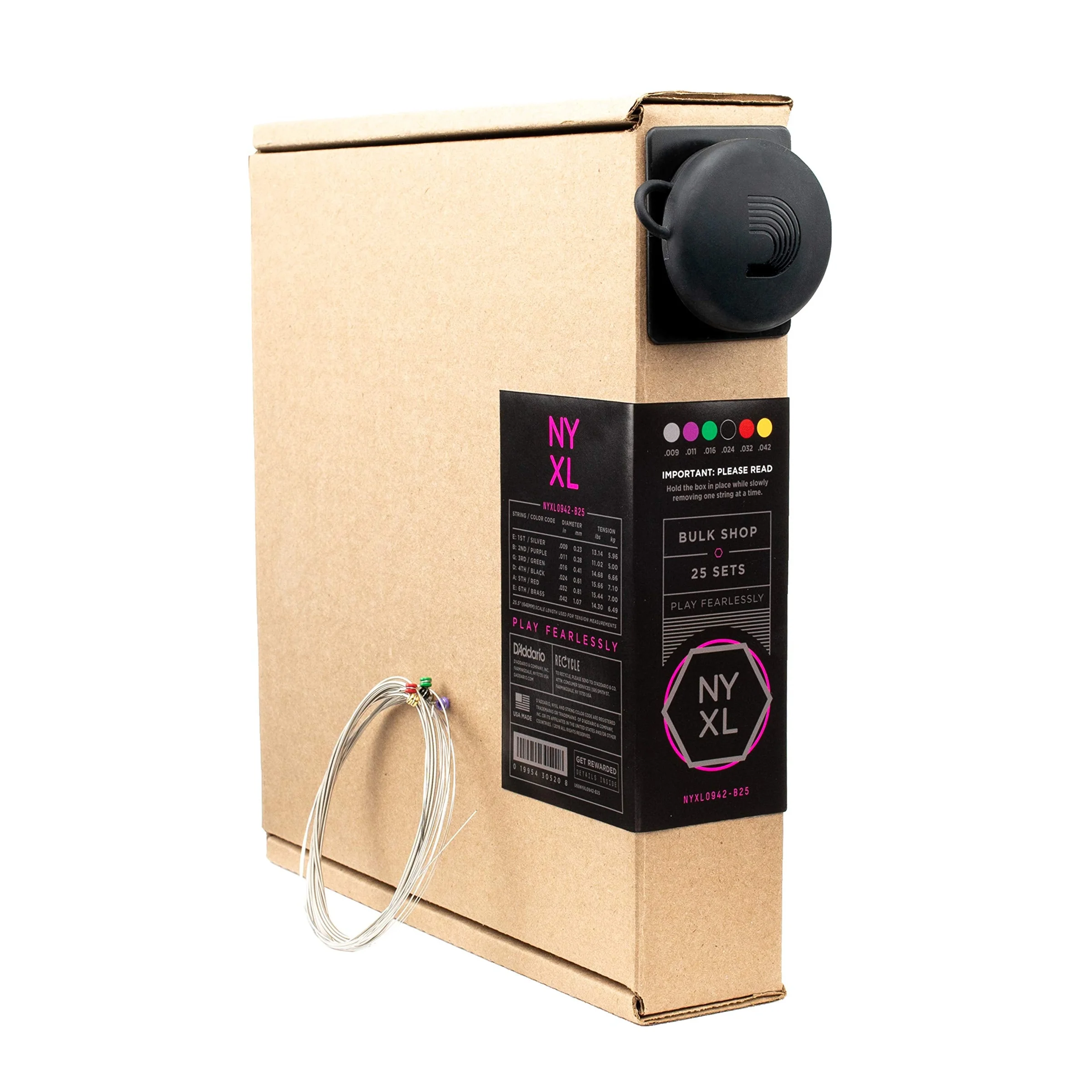 Cuerdas para guitarra eléctrica D'Addario NYXL 09-42, pack de 25 juegos