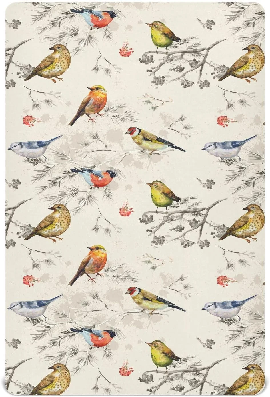 Crib Sheets for Boys Vintage Little Birds Toddler Baby Girl Sheets for Crib,Neutral Mini Crib Nursery Mattress Sheets Fitted,Crib Mattress Soft & Breathable 52 * 28 * 9In