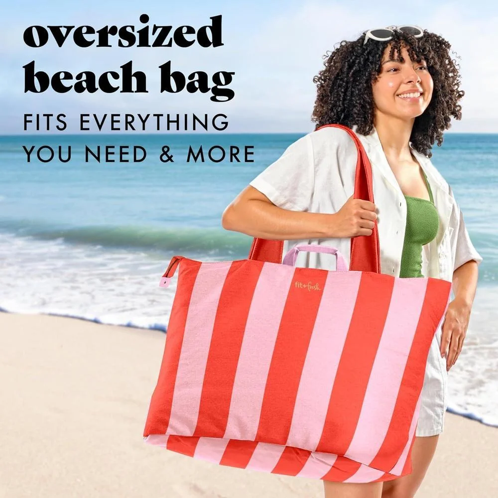Fit & Fresh Bolso de Playa Grande para Mujer - Bolso de Viaje Extra Grande con Bolsillos