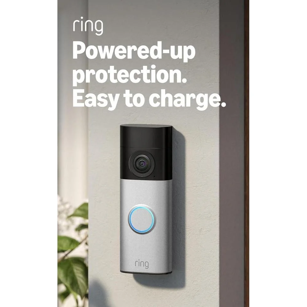 Ring Battery Doorbell 2K Plus (newest model), Retinal 2K with wide-angle video, up to 6x Enhanced Zoom, Night Vision, and Quick Release Battery Pack, Nickel Silver