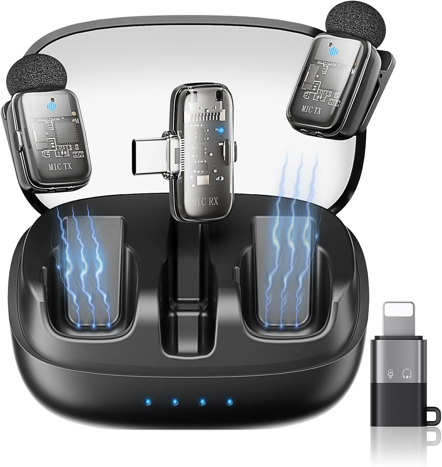 KUKIHO Mini 2 Wireless Lavalier Microphones for iPhone 15/16/17 & Android, 3-Level Noise Reduction, Plug & Play, 36H Battery with Charging Case, Wireless Lapel Mic for Video Recording, Vlogging