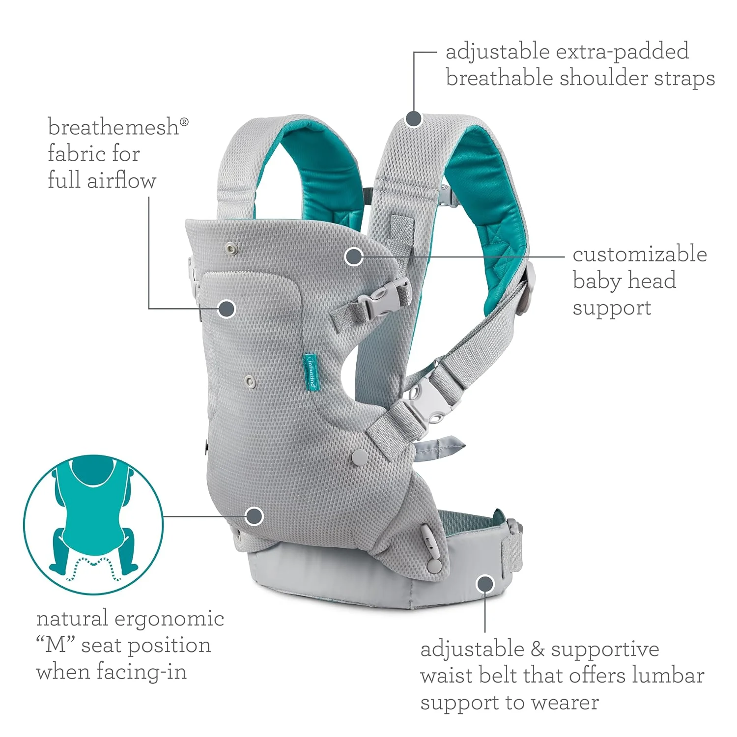 Infantino Flip Advanced 4 en 1 Portabebés Ligero Light and Airy