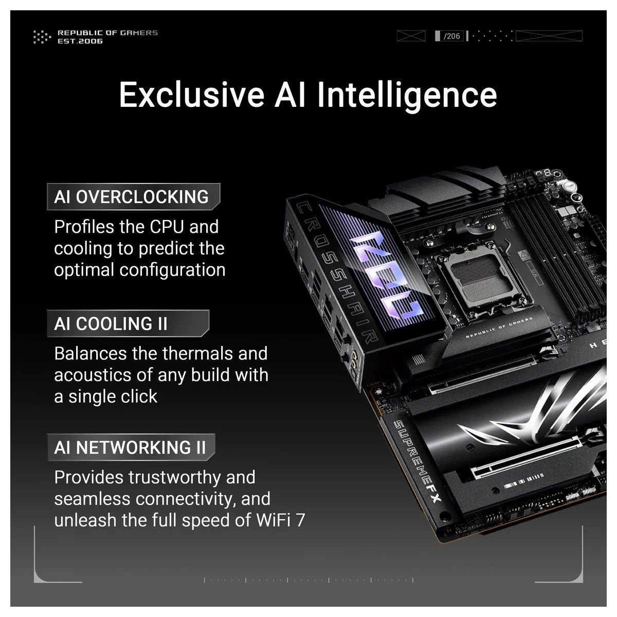 ASUS ROG Crosshair X870E Hero AMD X870E AM5 ATX Placa base con inteligencia artificial y 18+2+2 etapas de potencia