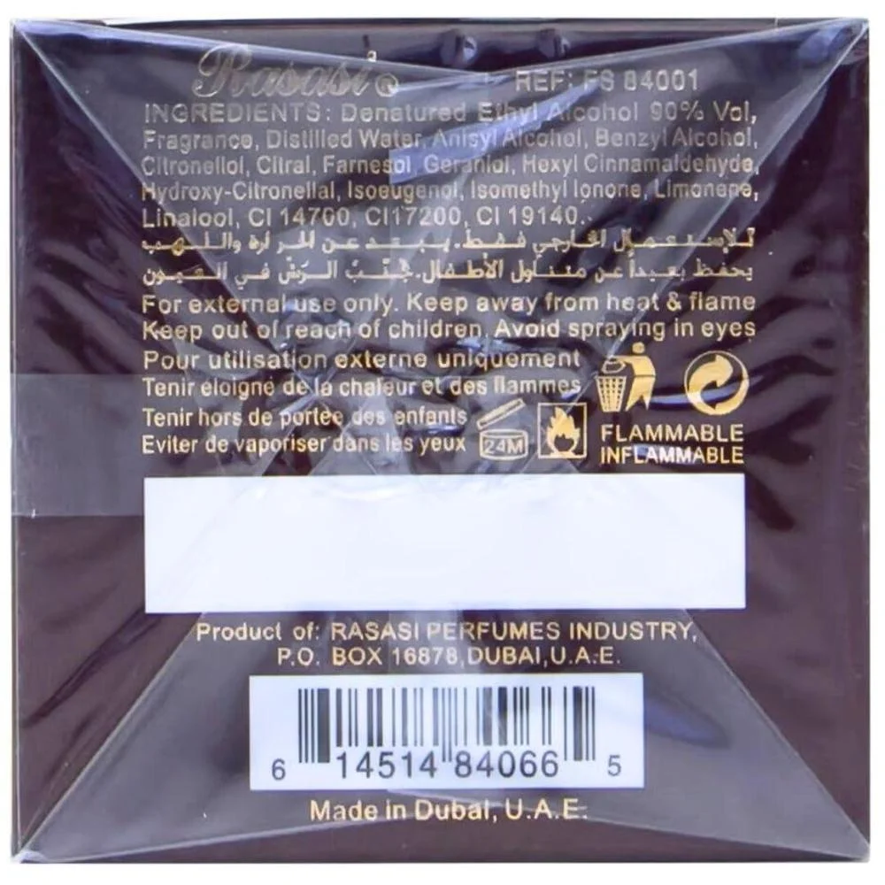 RASASI Oud Al Mubakhar EDP Spray, fragancia oriental de larga duración con bergamota, azafrán, rosa y pachulí