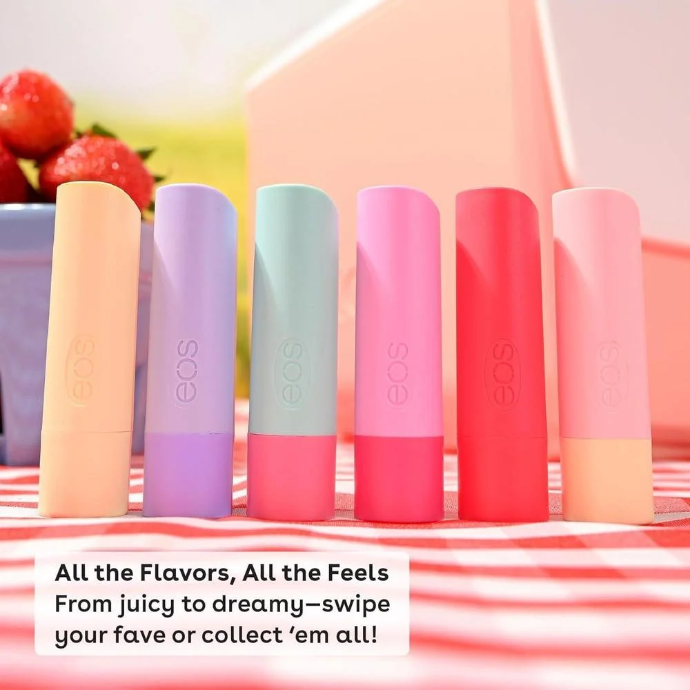 Eos Bálsamos Labiales 100% Naturales - Frambuesa, Maracuyá, Coco, Guayaba