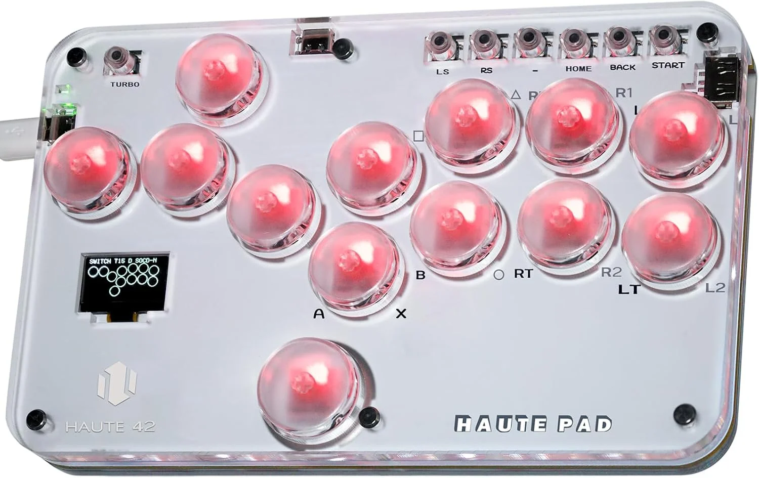 Haute42 S13 13-Key Leverless Arcade Stick, RGB Fighting Game Controller