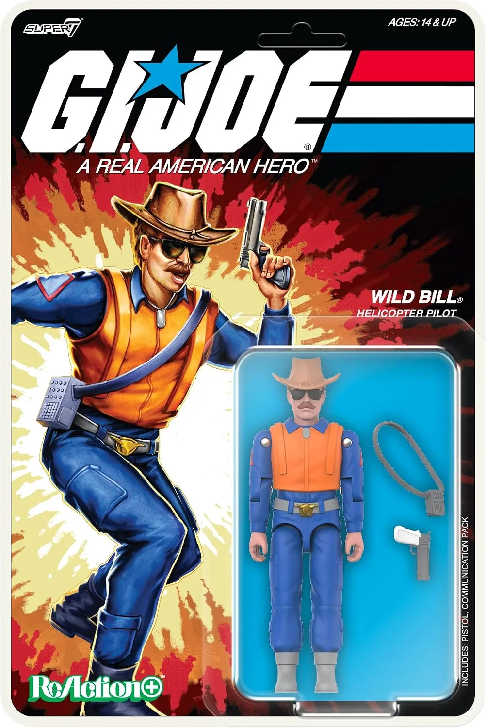 Figura de acción Super7 G.I. Joe Reaction+ Wild Bill escala 3.75 pulgadas