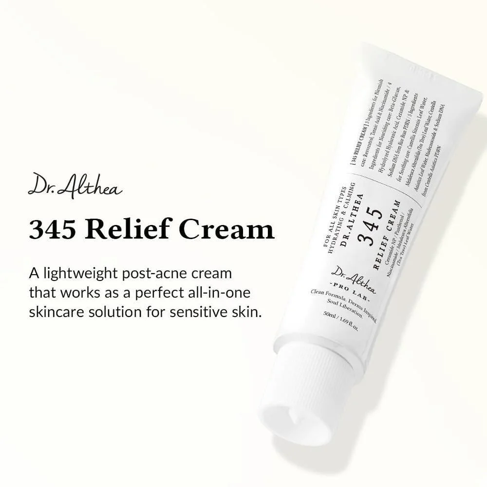 345 Relief Crema + Hidratante con Niacinamida y Agua de Hoja de Árbol de Té 50ml