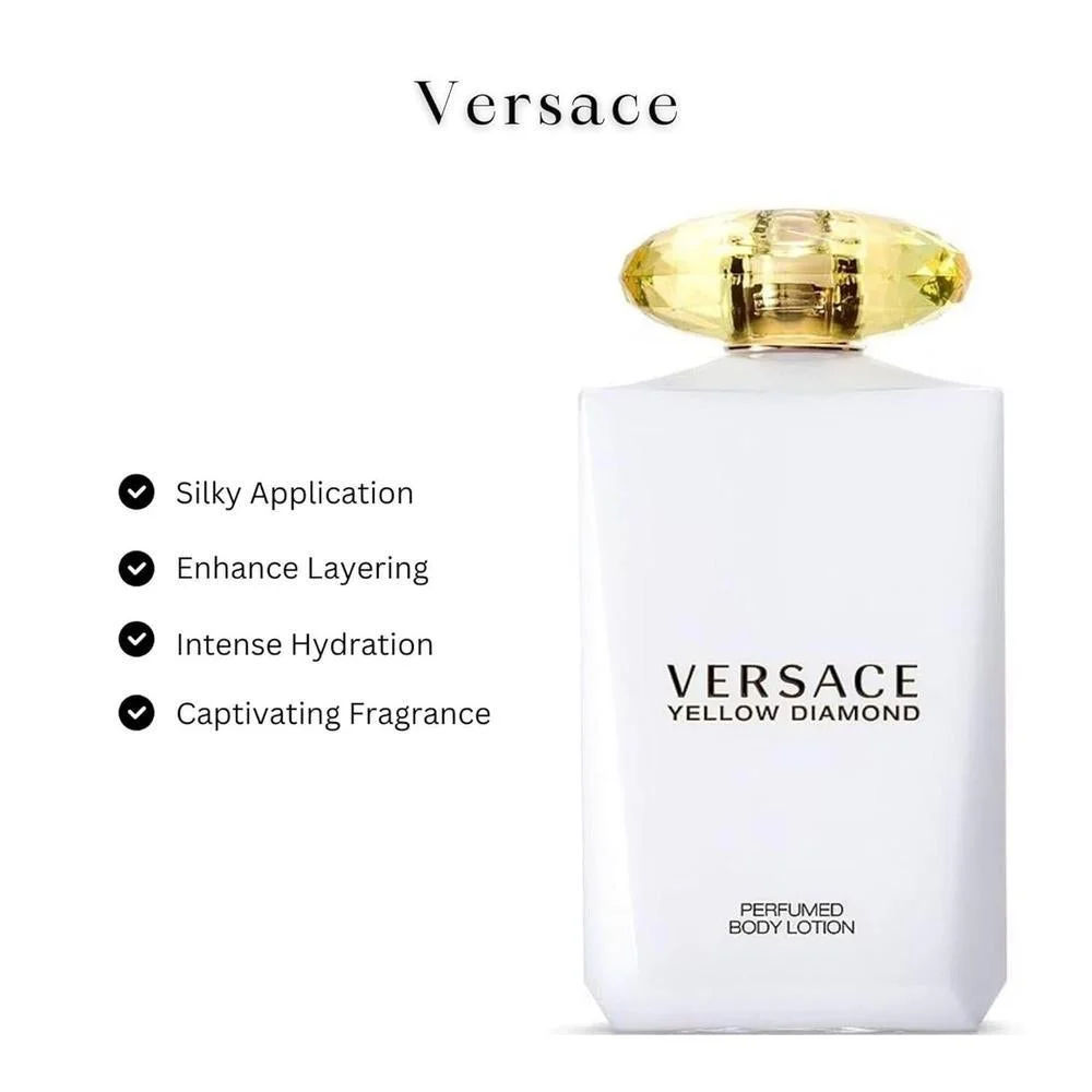 Versace Loción Corporal Diamante Amarillo, aroma floral, 200ml. Hidratación y luminosidad para la piel