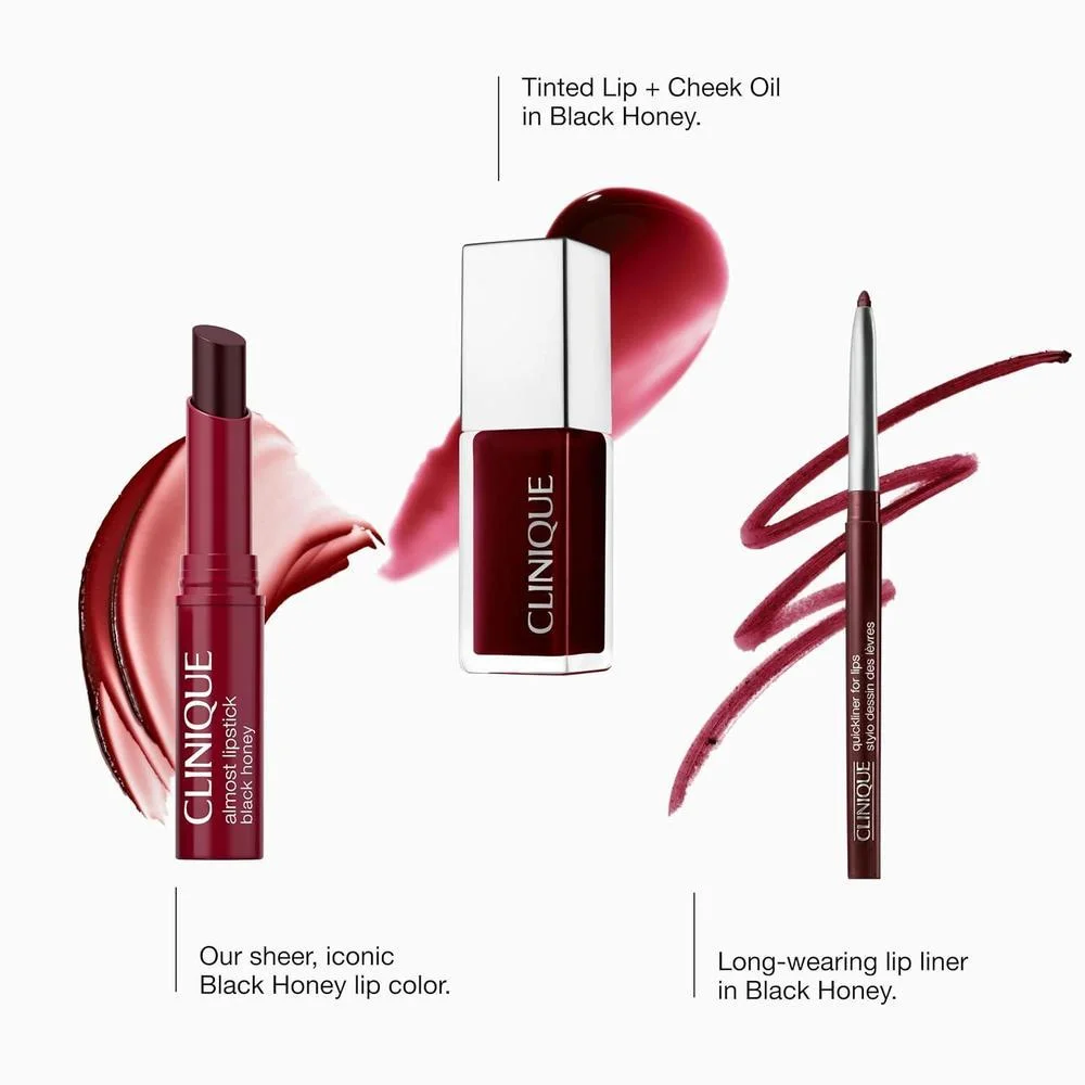 Clinique Almost Lipstick Black Honey: Set De Maquillaje Con Lápiz, Aceite Y Delineador