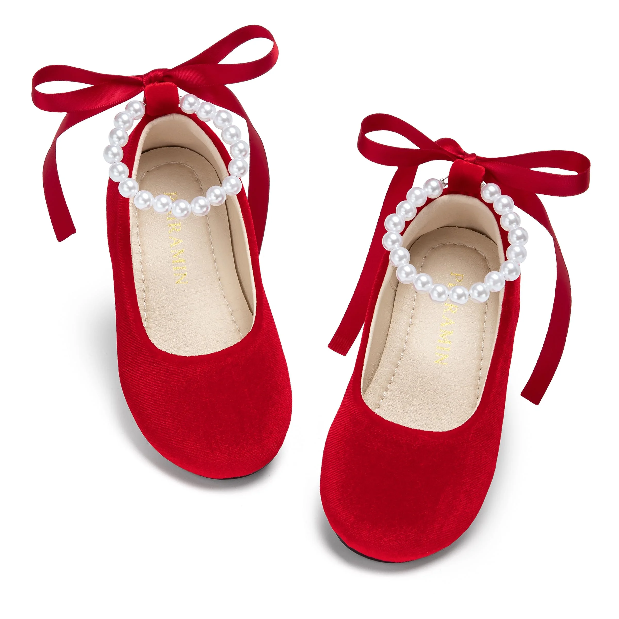 Zapatos de ballet Phiramin para niña con correa de perla