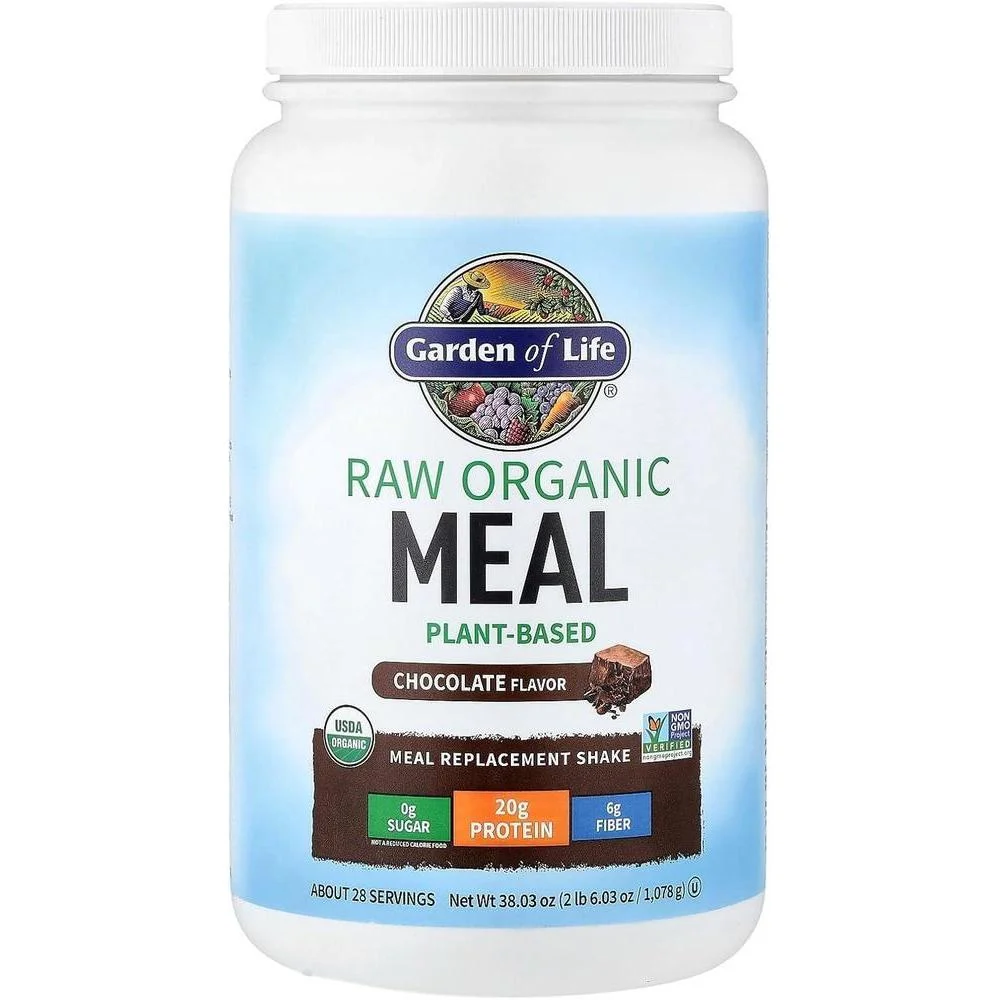 Batido de proteína orgánica Garden of Life sabor chocolate, alto en proteína y fibra, libre de lácteos y sin gluten
