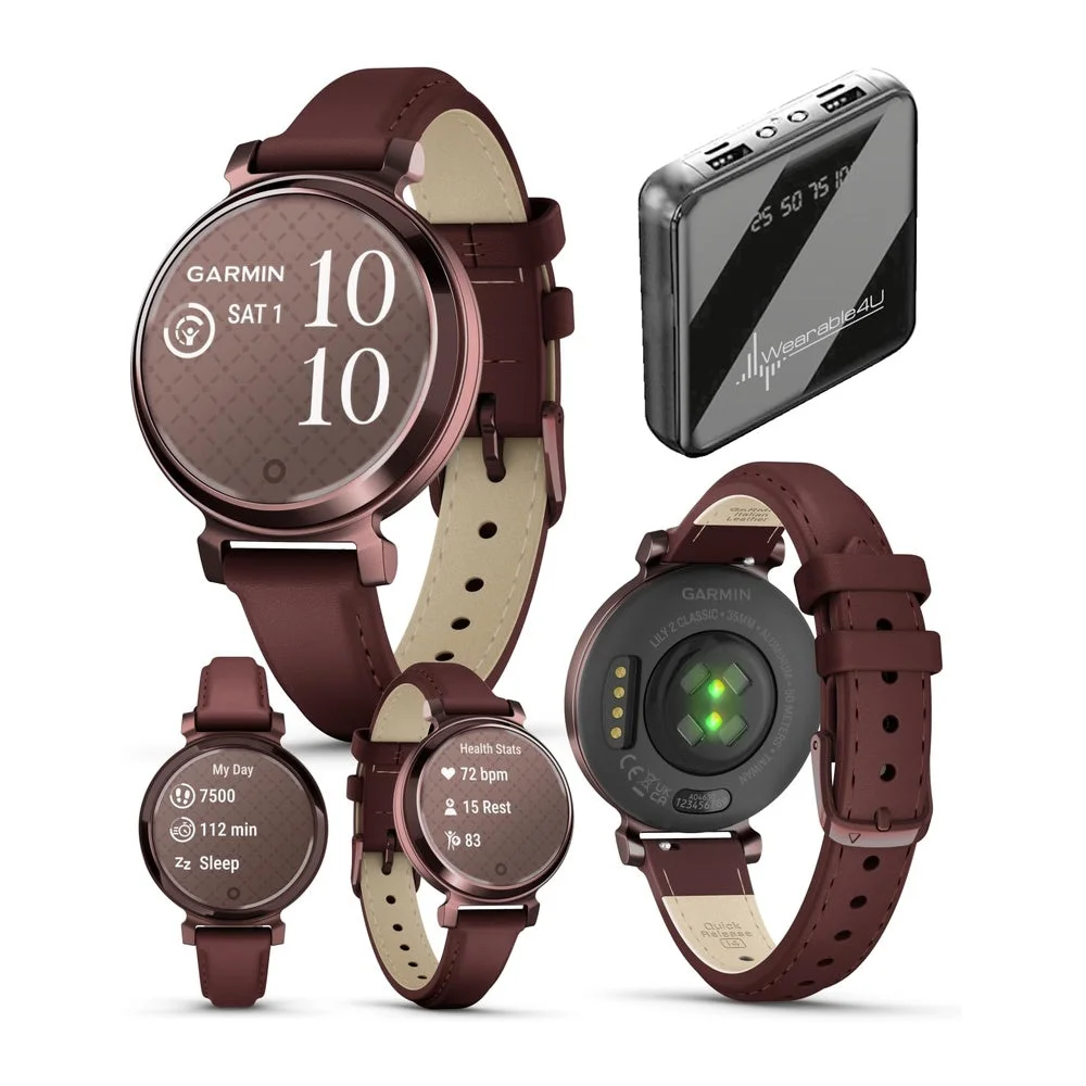 Smartwatch Garmin Lily 2 Classic Crema Dorado con Correa Tan