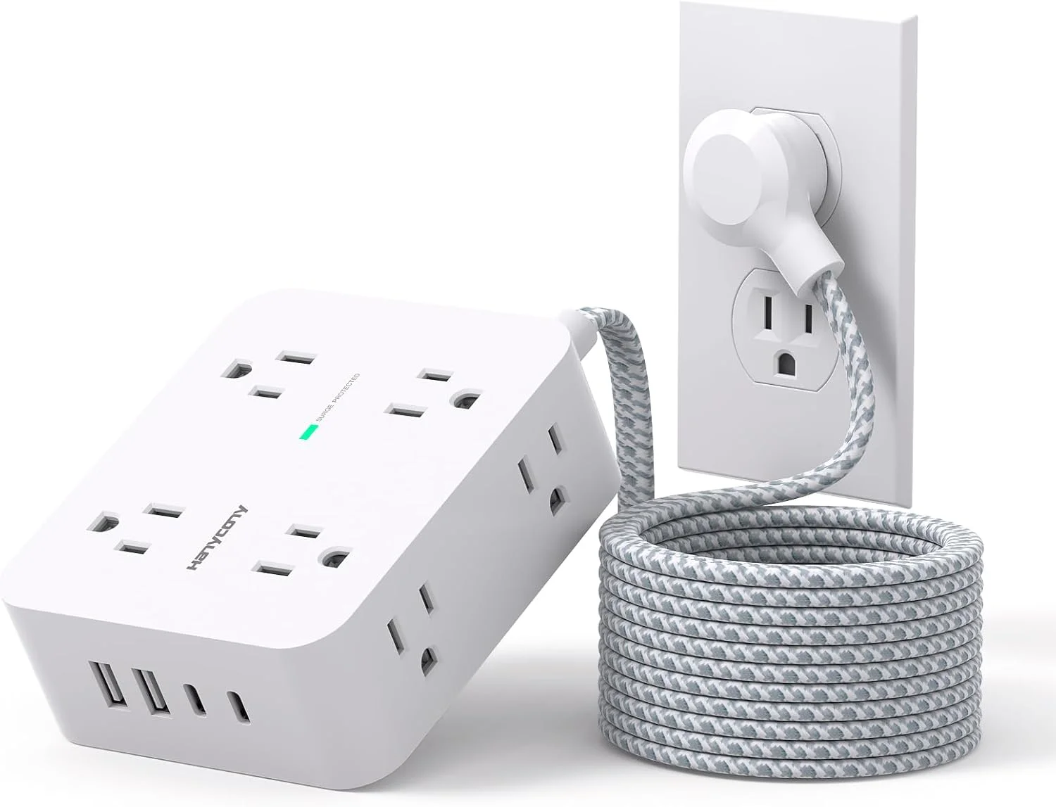 Regleta de extensión Hanycony 20 pies con protección de sobretensión y puertos USB