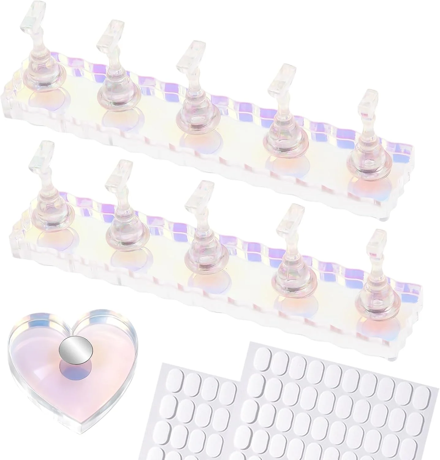 ESUOHYM Nail Stand For Press On Acrylic Strong Magnetic Nail Holder Kit For Painting Nails Tip Arts Display With 200PCS