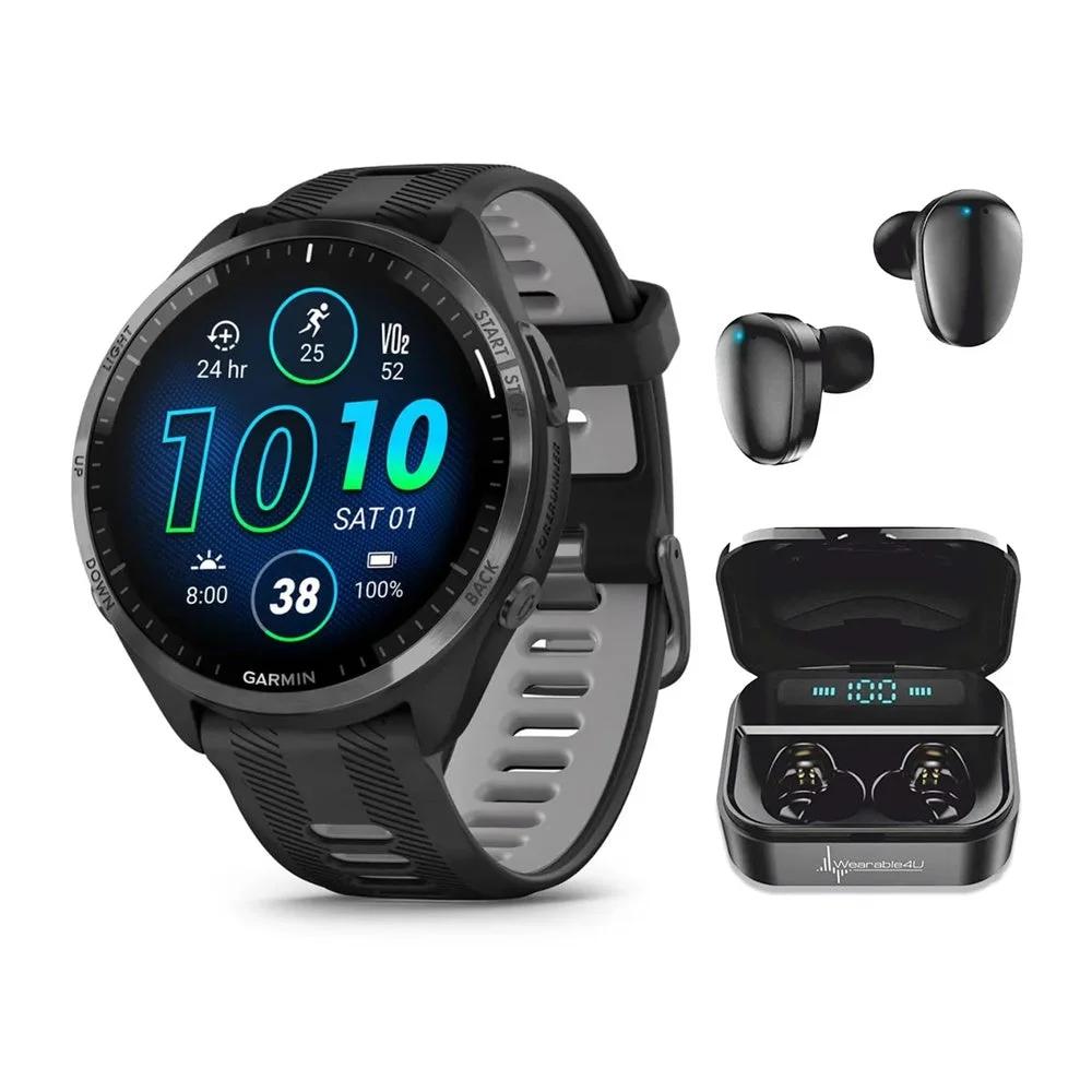 Smartwatch Garmin Forerunner 965 GPS 47mm AMOLED Titanio Gris con Auriculares