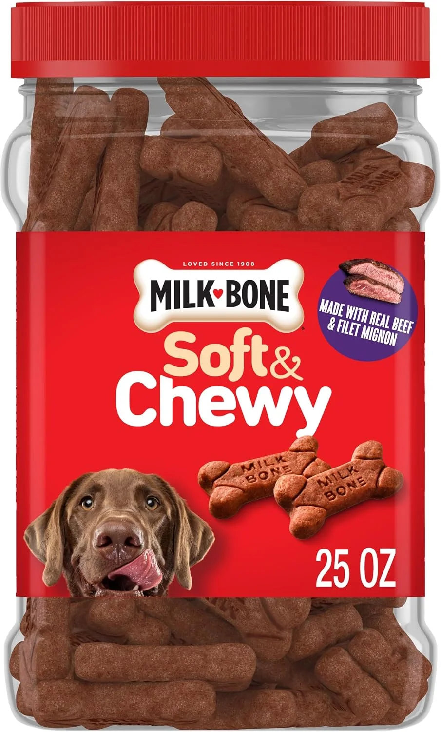 Snacks para perros Milk-Bone Soft & Chewy sabor carne y filete, 25 oz