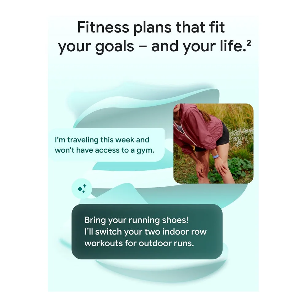 Google Fitbit Air, rastreador de actividad sin pantalla, con seguimiento fitness, ritmo cardíaco y sueño. Coaching IA personalizado