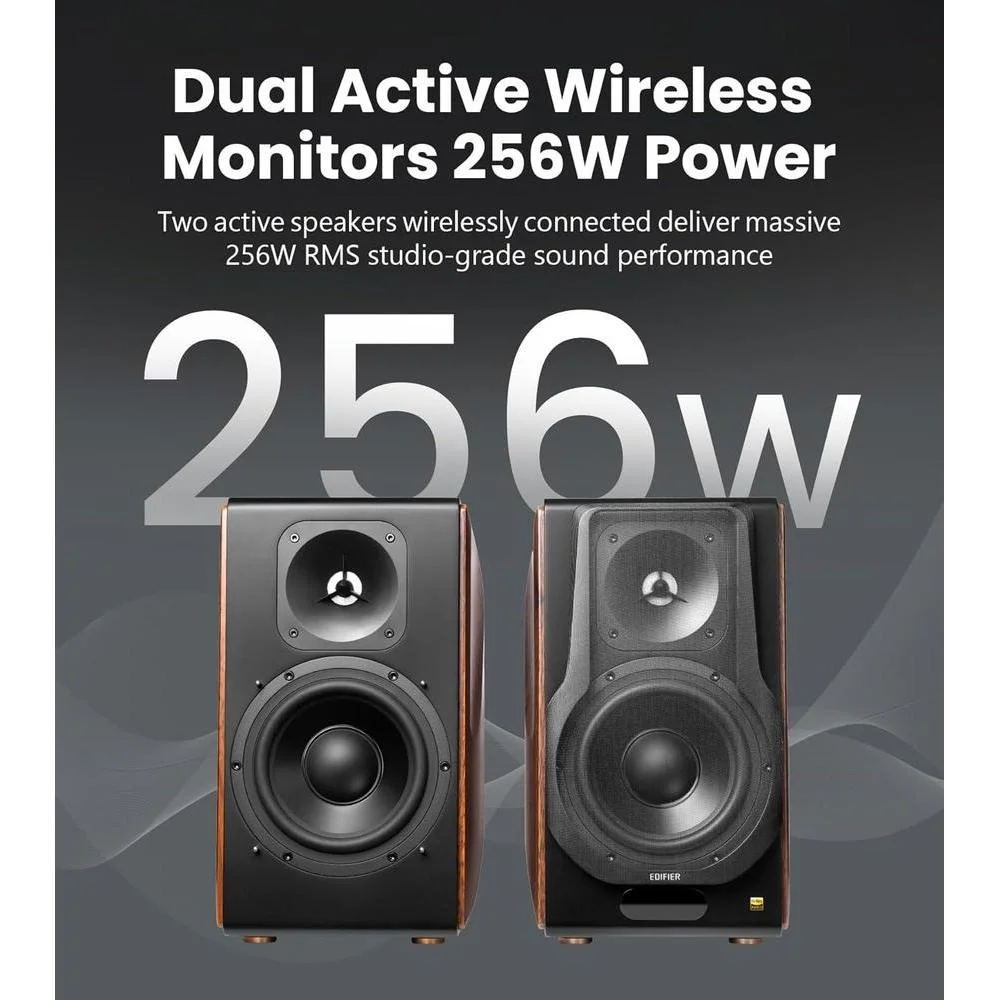 Edifier S3000MKII Altavoces audiófilos de alta resolución, 256 W RMS, aptX HD Bluetooth, inalámbrico, agudos planares