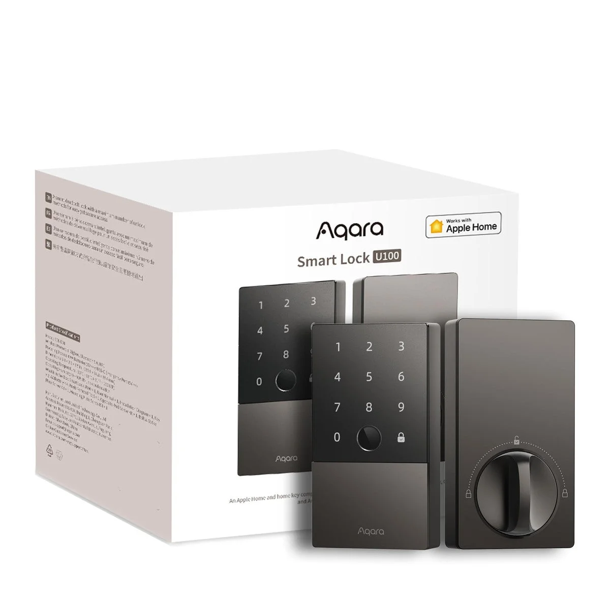 Aqara Smart Lock U100, Apple Home Key, Fingerprint Deadbolt, Gray