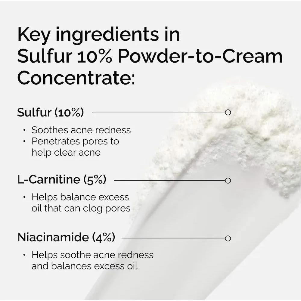 Azufre 10% Concentrado de Polvo a Crema, Tratamiento Localizado para Acné