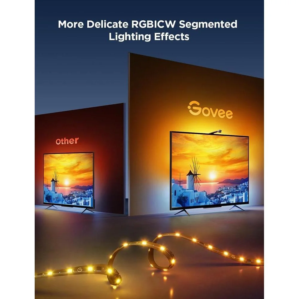Retroiluminación Govee 3 Lite para TV con corrección de color y control inteligente, sincronización para televisores grandes