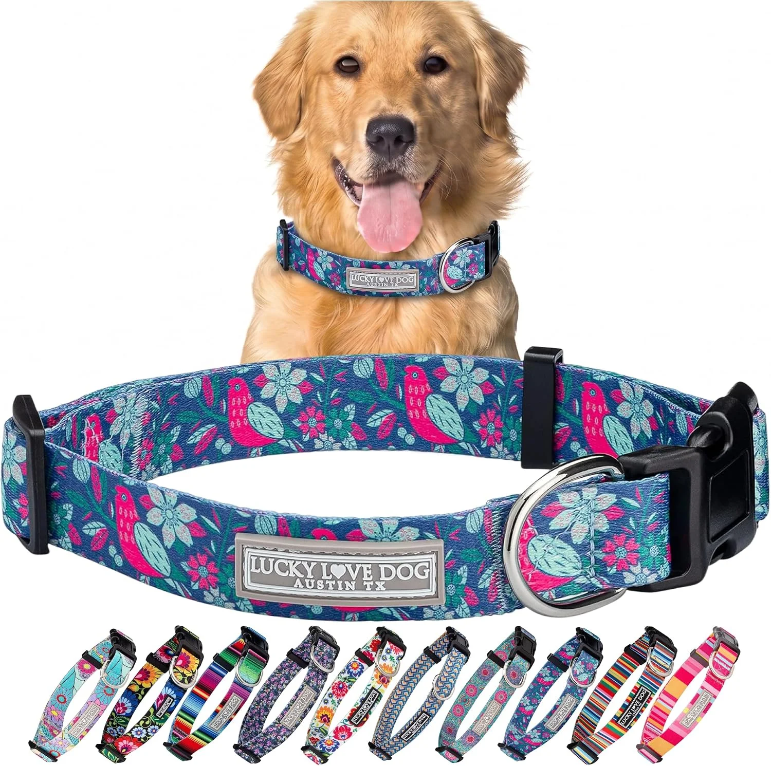 Collar ajustable Lucky Love Dog Carriebelle para perros grandes