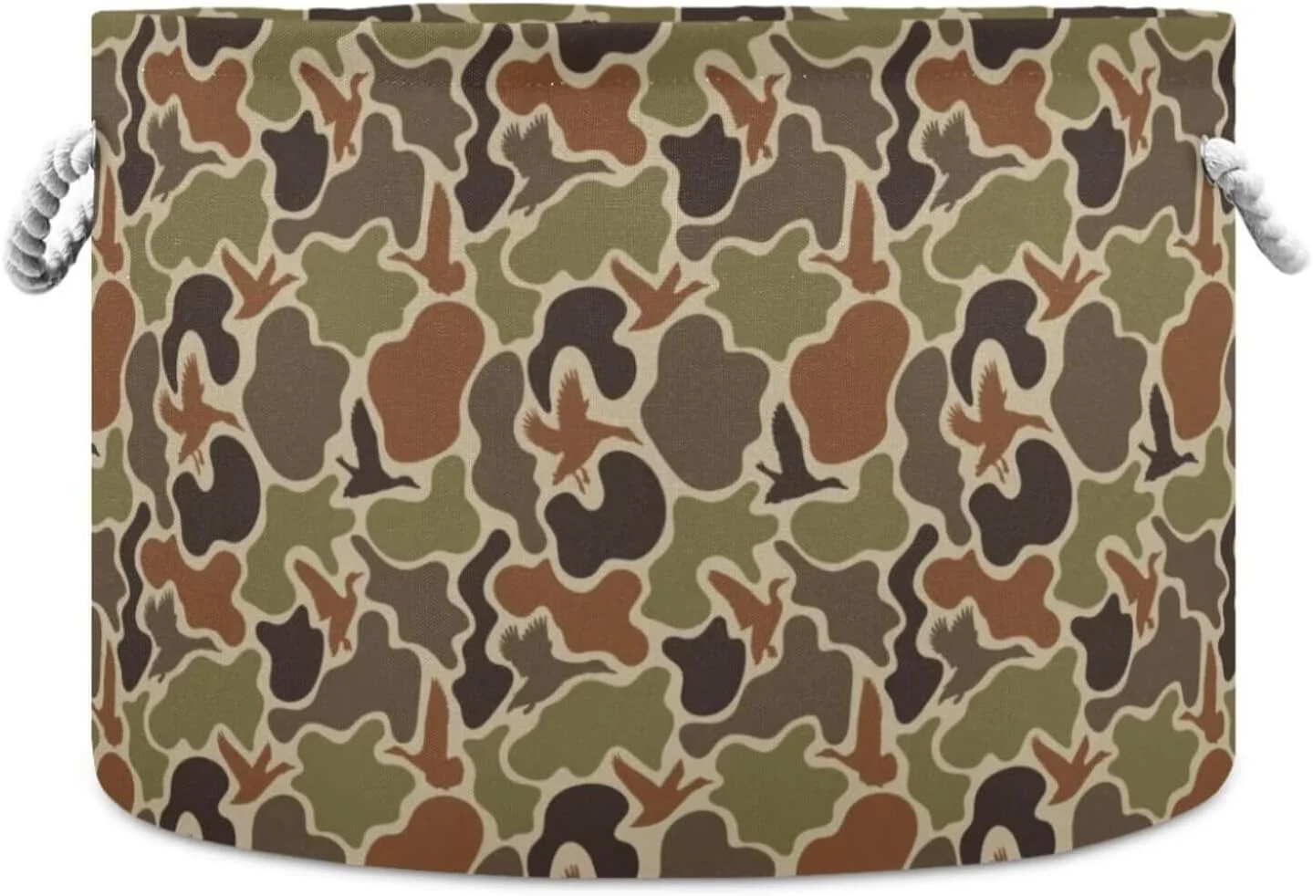Cesta organizadora redonda plegable Duck Hunter Camo con asas