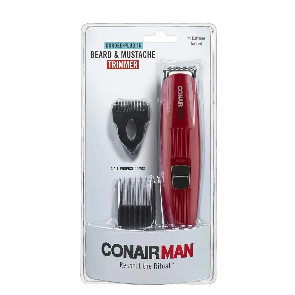 Recortadora eléctrica para barba y bigote de Conair con cuchilla de acero inoxidable y peine ajustable