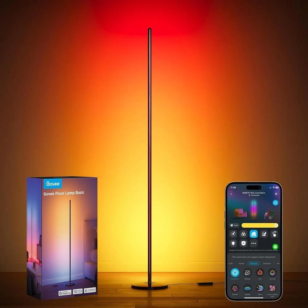 Lámpara de pie Govee RGBIC moderna, compatible con Alexa, 1000 lúmenes, 16 millones de colores, sincronización de música