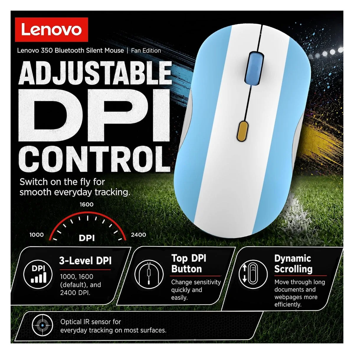 Lenovo Ratón Silencioso Bluetooth 350 - Argentina Flag