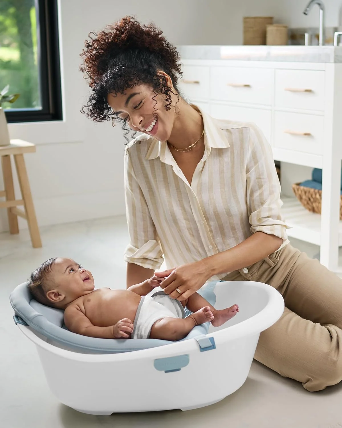 Skip Hop Wave 4 en 1 Grow with Baby Bañera para Bebé con Hamaca y Respaldo