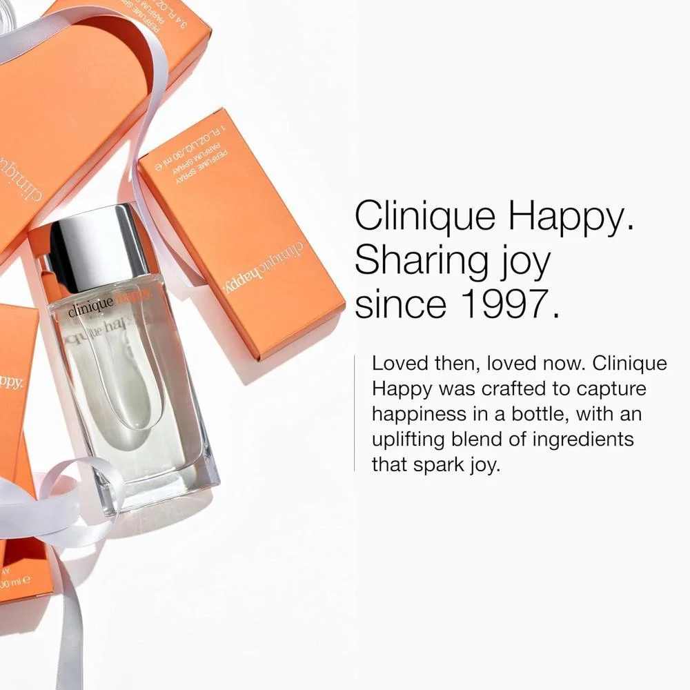 Perfume Clinique Happy para mujer con notas cítricas y florales frescas, Eau de Parfum
