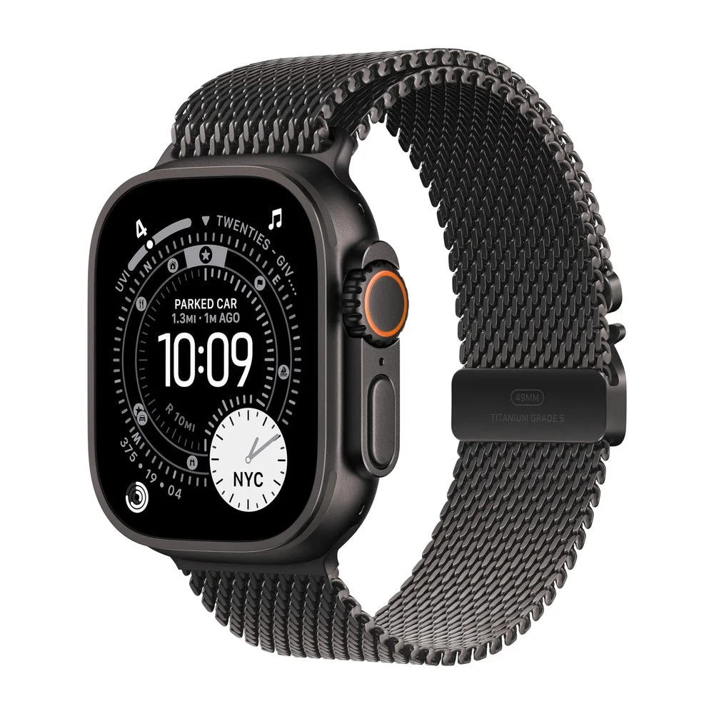 Apple Watch Ultra 3 [GPS + Cellular 49mm] Running & Multisport Smartwatch w/Rugged Titanium Case w/Black Titanium Milanese Loop - L. Satellite Communications, Advanced Health & Fitness Tracking