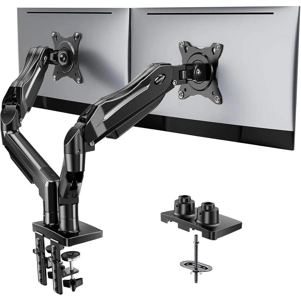 Base para monitores dual Huanuo FlowLift ajustable para pantallas 13-32 pulgadas