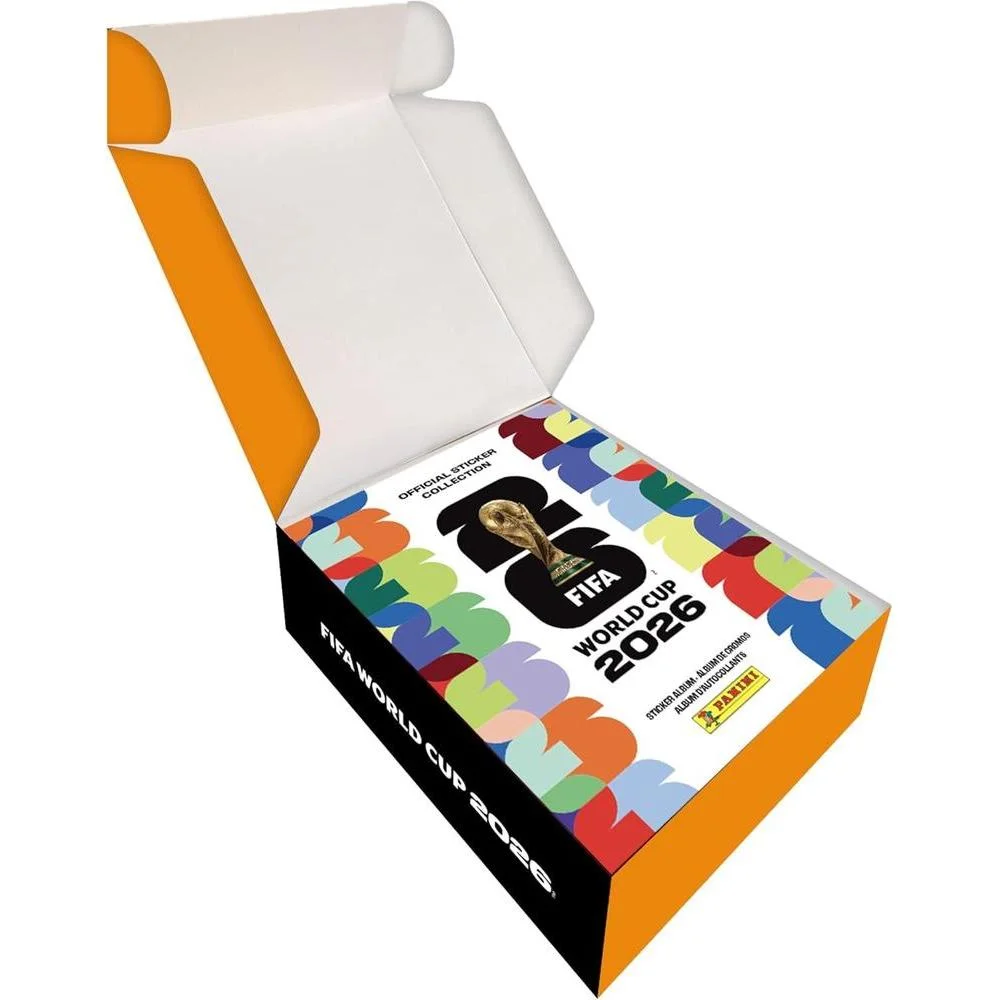 Colección calcomanías Copa Mundial FIFA 2026 - Álbum tapa dura y lata exclusiva con 50 paquetes