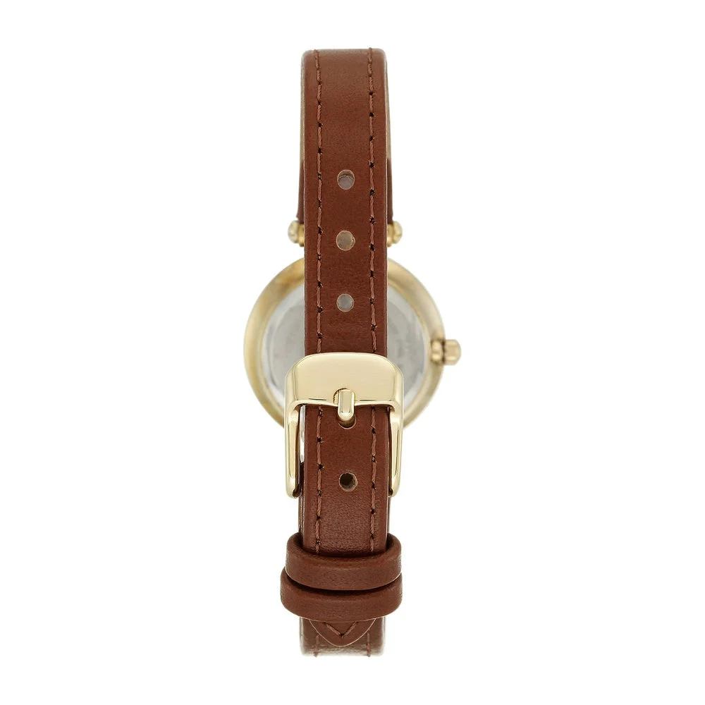 Reloj de pulsera Anne Klein para mujer con correa de cuero marrón, diseño clásico y resistencia al agua